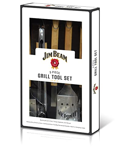 Set parrillero Jim Beam 5 piezas con mangos de parawood miniatura 3