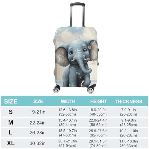 Cute Elephant Play Bubbles Elastic Luggage Cover Suitcase Protector for 19-32 Inch Suitcases | Universal Stretchable Travel Bag Cover | Anti-Scratch, Washable with Zipper Closure L2