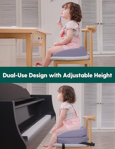 Image of Babelio 2-in-1 Ergo-Designed Booster Seat for Kitchen Chair, Promote Proper Upright Posture, Toddler Booster Seat for Dining Table, Removable & Washable Cover, for 18 Months to 5 Years, Dark Grey