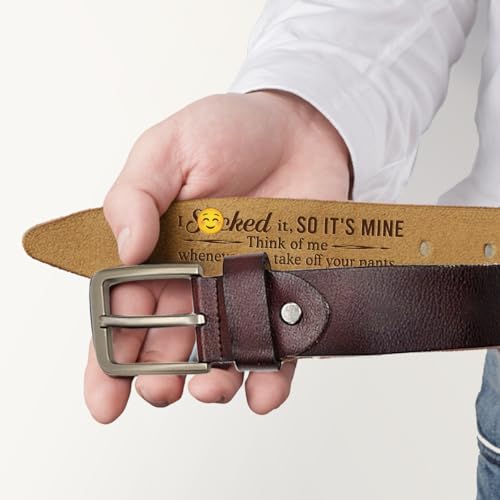Think Of Me Whenever You Take Off Your Pants, Personalized Engraved Leather Belt, Anniversary Birthday Gifts For Boyfriend, Husband Gifts From Wife, Custom Leather Belt For Men3