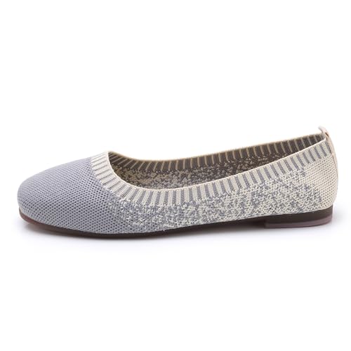 Image of RVROVIC Women Flat Shoes Knitted Lightweight Slip-on Loafers Breathabel Soft Comfortable Ballet Flats