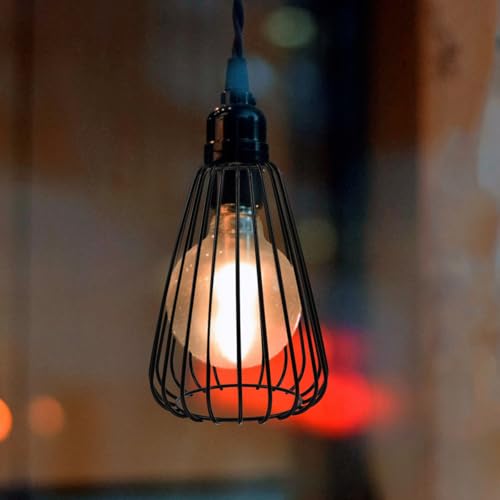 Image of Retro Metal Lampshade 7.09X5.12 Inch Hollow-Out Wire Cage Drop Shape Decorative Mesh Lamp Shade for Pendant Ceiling Light and Wall Fixture