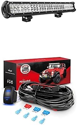 Nilight LED Light Bar 25Inch 162W Spot Flood Combo Led Off Road Lights with 12V 5Pin Rocker Switch 16AWG Wiring Harness Kit-2 Lead, 2 Years Warranty