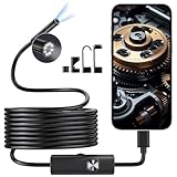 【2025年最新型 1920P HD ファイバースコープ 内視鏡カメラ 7.9mm極細防水カメラ iPhone/Android即接続 IP67防水 充電不要 5m半剛性ケーブル マイクロスコープ スネークカメラ 工業用/家庭用/車整備 磁石フック付属 24ヶ月保証 BlueSwan