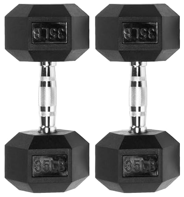 Premium Rubber Encased Hex Dumbbell, 35LB Pair