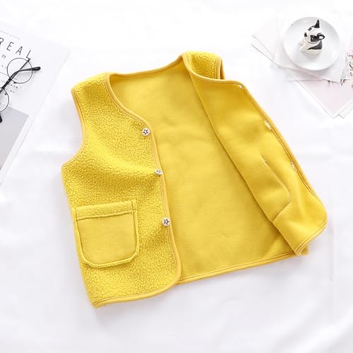Baby Boys Girls Fleece Vest V-Neck Sleeveless Button Thicken Waistcoat Winter Warm Outwear with Pocket4