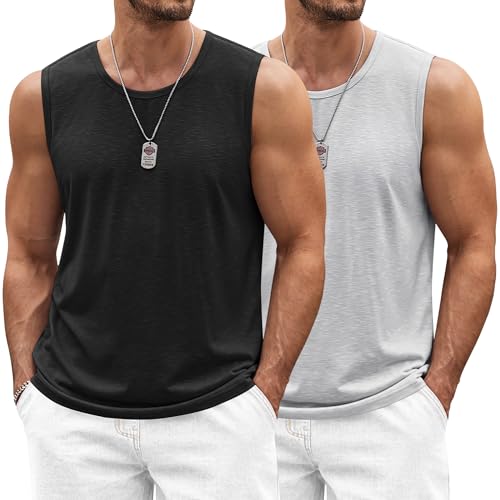 Image of COOFANDY Men's Workout Tank Top 2 Pack Casual Soft Sleeveless Gym Muscle Shirts Bodybuilding Tee