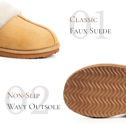 Image of OOW Fuzzy Slippers for Women Cozy Faux Fur House Shoes Memory Foam Slippers | Winter, Warm Slippers, Indoor and Outdoor