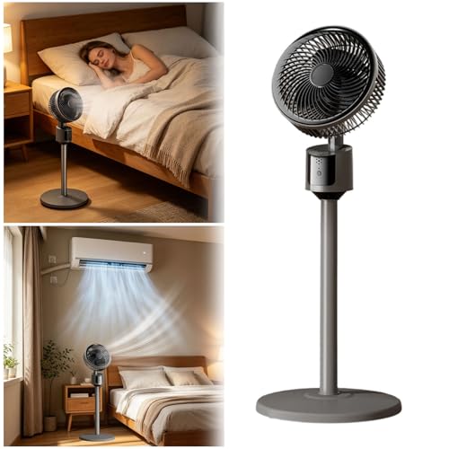 Ventilador de pie con diseño ergonómico de base redonda pesada y 5 hojas de suelo 4