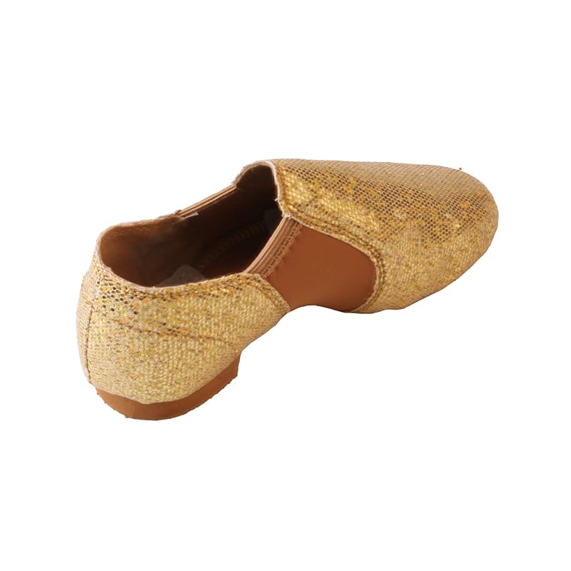 TMA EYES Golden Sequin PU Upper Slip-on Fashion Dance Shoes for Girl's(Golden,9)