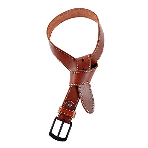 Mens Belt Natural Leather Belts for Men Hard Metal Matte Black Pin Buckle Real Leather Belt (Color : A, Size : 115cm) (B 105cm)4