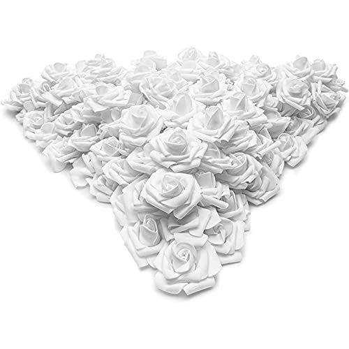 Image of Bright Creations Fake Foam Flower Heads - 2-Inch White Stemless, 200 Pack - Artificial Flowers Bulk for Crafts & Decor