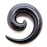 アクリル スパイラル テーパー ボディピアス 拡張 UV トンネル エキスパンダー 渦巻き プラグ ブラック 16G 14G 12G 10G 8G 6G 4G 2G 0G 00G 12mm bp972-