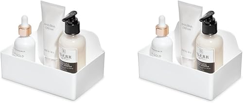 iDesign The Sarah Tanno Collection - Organizador de cosméticos en cajón, color blanco (paquete de 2)