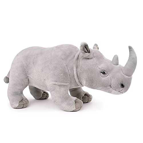 Rhino Plush, Realistic 17” White Rhino Stuffed Animal, Lifelike Standing Rhinoceros Weigted Toys, Simulation Soft Crawling Rhinoceros Zoo Toys, Unique Plushie Toys Model Dolls for Kids by Frankiezhou Home - Used condition - US$21.88