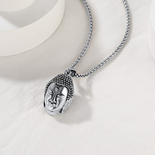 U7 Acciaio Collana Testa di Buddha in Acciaio