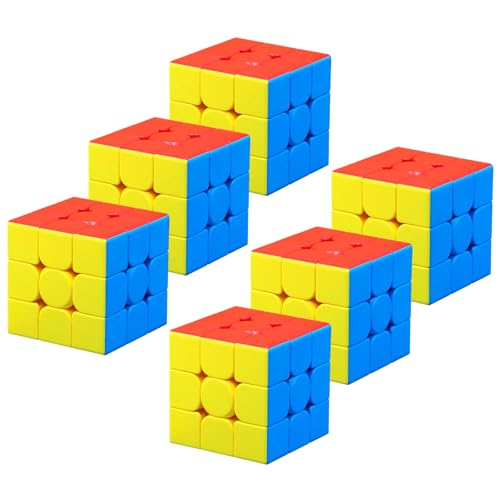 Image of CFMOUR 6 Pack 3x3 Speed Cube Set - Stickerless Magic Cubes Bundle | Moyu Meilong 3C, Fast Turning, Birthday Party Easter Valentines Day Gifts, Puzzle Game, Brain Toy for Kids and Adult