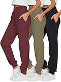 Ultra Performance Womens Sweatpants 3 Pack Cotton Joggers Women's Fleece Sweats Gym & Workout Pants for Women