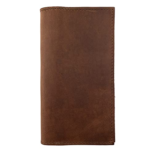 Hide & Drink, Rustic Durable Thick Leather Checkbook Cover, Minimalist Organizer, Wallet, Everyday Accessories, Bifold Holder, Handmade (Bourbon Brown) #TOP2