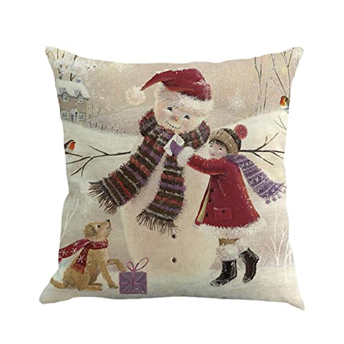 Fundas Cojines Muñeco de Nieve y Conejo Fundas para Cojines Duradero Lino de Algodón Funda de Almohada Cuadrado Funda de Cojines Decorativa para Sofá Cama Hogar Coche Interior L501 45x45cm/18x18inch Cover
