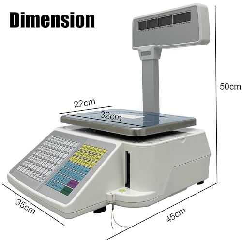 Báscula Digital con Impresora Térmica y Pantalla LCD Doble miniatura 3