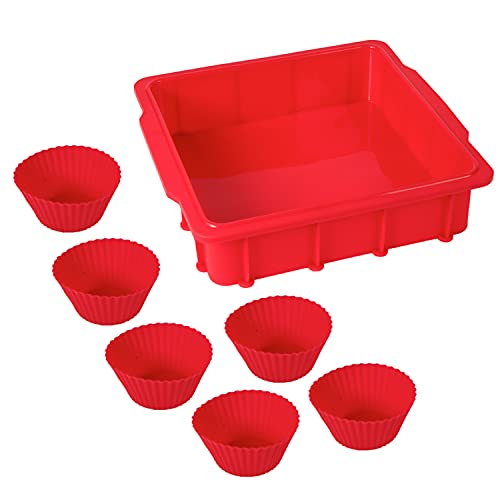 Kit de repostería de silicona premium NUWAVE con bandeja cuadrada de 8x8 2