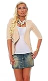 Business-Kleidung Fashion4Young 10475 Damen Kurzjacke Blazer Jäckchen Jacke Kurze Bolero-Design verfügbar in 6 Farben (34/36, Beige)