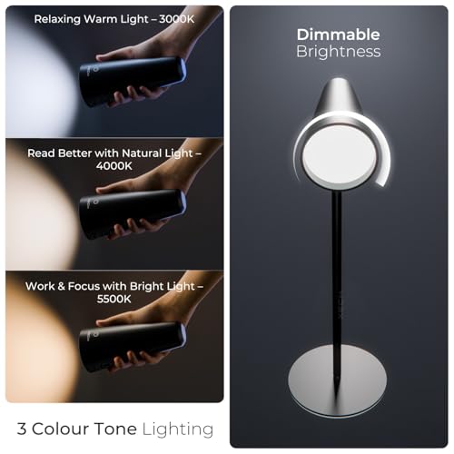 Image of Xech Acrylonitrile Butadiene Styrene LED Table Lamp for Study with Multiple Attachments 5 in 1 Rechargeable Desk & Floor Lamp Adjustable Brightness USB-C Powerful Neodymium Magnets Magneto II XL Black