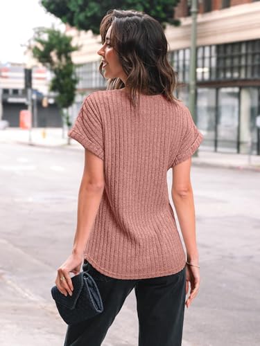 Image of AUTOMET Womens Short Sleeve Tops Fall Shirts 2026 Lightweight Sweater