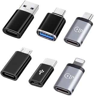 AXFEE Adapter USB C do Lightning, 6 sztuk, adapter USB C na USB 3.0 OTG, adapter micro USB na USB C, gniazdo do wtyczki, kompatybilny z IPhon MacBook Pro, Samsung Galaxy, telefonami komórkowymi,