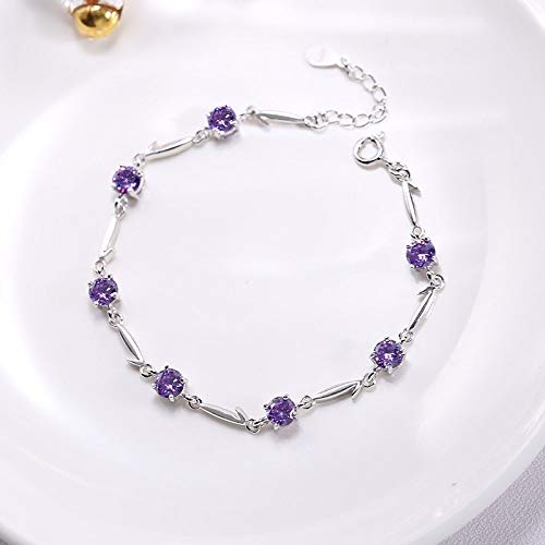 Bracelet femme en argent S925 et strass violets pour le quotidien