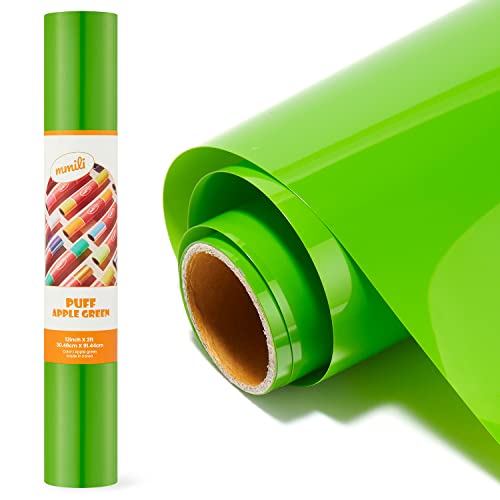 Mmili Htv Heat Transfer Vinyl - 12" X 3Ft 3D Puff Iron-On Vinyl For T-Shirts For All Cutter Machines And Heat Presses - Easy To Cut & Weed For Diy Designs (Applegreen) #TOP22