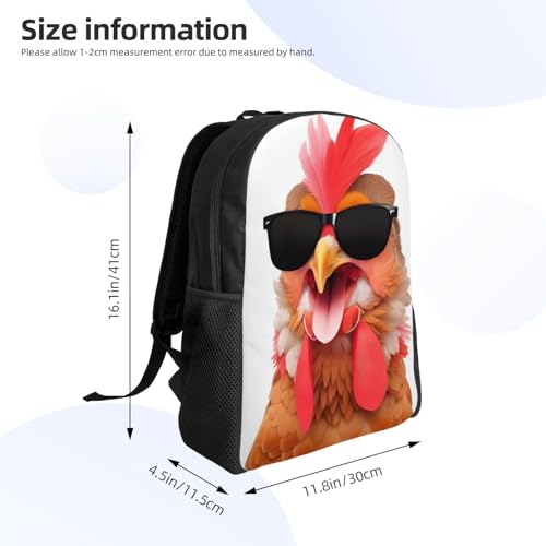 Casual Daypack Rucksack Backpack for Men and Women, Perfect for Gym, Outdoors, Running (Chicken Sunglasses)4