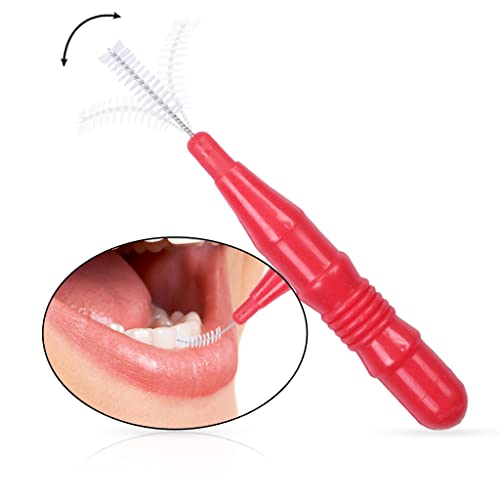Ewinever 100 Pieces Braces Brush For Cleaner, Toothpick Dental Tooth Flossing Head Oral Dental Hygiene Flosser Tooth Cleaning Tool (Red+Blue) #TOP1