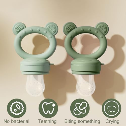 Image of Baby Breastmilk Popsicle Molds & Baby Fruit Feeder, Infant Food Freezer Tray Storage Containers, Silicone Teething Pacifier Feeder and Teether for Babies,Boys and Girls-Green