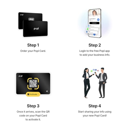 Image of Authentic Patented Popl Card (Avoid Fake Knockoffs) - Smart NFC Networking Card - Simply Tap to Exchange Contact Info, Capture Leads, & Manage Contacts (Gold)
