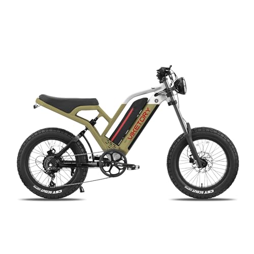 E-W EWHEEL Viketory Vélo électrique Fatbike Commando Urbain et Off Road 20" Moteur arrière 250 W Batterie 48 V 720 Wh Design robuste, stable et confortable Couleur marron militaire