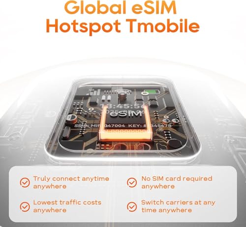 Image of Portable Mobile Hotspot-eSIM Global WiFi Hotspot,No SIM Card /Contract Needed, 16Devices,180+ Countries, Compact Wireless Router for International Trips & Business【Free 5GB US Data for 15 Days】