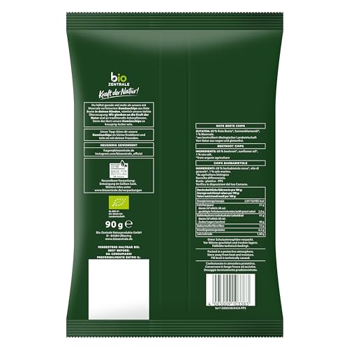 biozentrale Gemüse Chips Rote Beete - 6x90g (6er Pack) – Vegane, Glutenfreie, Ballaststoffreiche Gemüsechips ohne Hefeextrakt, Mit Meersalz verfeinert, Knusprig, vegan, mit Ballaststoffen
