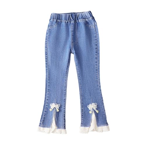 Toddler Girls Stretchy Flare Jeans Little Kids Casual Elastic Waist Slim Fit Bell Bottom Denim Pants