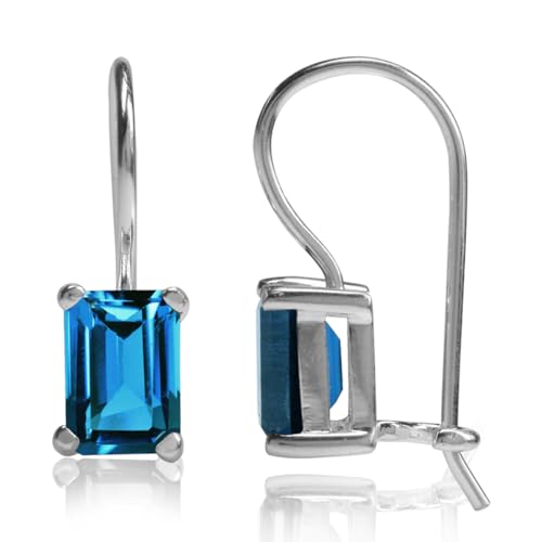 Silvershake 2.44ct. 7x5mm Genuine Octagon Shape London Blue Topaz 925 Sterling Silver Hook Closure Earrings