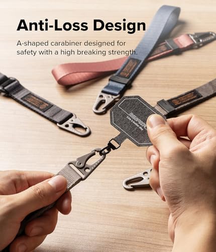 Image of Ringke Tactical Webbing Hand Strap with Patch [Heavy Duty Tactical Carabiner] Durable Anti-Tear Multi-Purpose Phone Wrist Strap for Travel, Hiking, etc