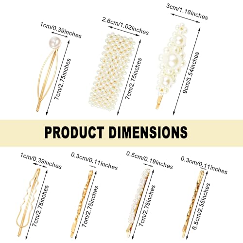 13 Piezas Pinzas de Pelo Minimalistas con Perlas y Metal Dorado miniatura 4