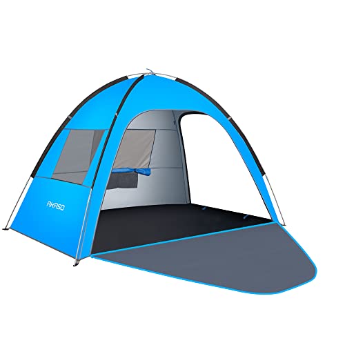 Image of AKASO Beach Tent, Outdoor Sun Shelter UPF 50+ Sun Shade Canopy Cabana Beach Umbrella Lightweight and Easy to Carry Fit 3-4 Person