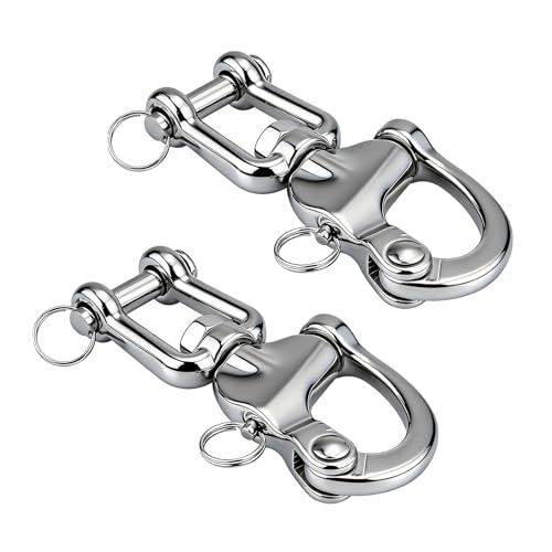HERCHR Jaw Swivel Snap Shackle, 2Pcs 316 Stainless Steel Heavy Duty Swivel Eye Snap Shackle for Sailboat (128mm)