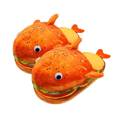 Shark slippers, fun animal cotton shoes, plush women's warm slippers, suitable for indoor and outdoor wear in winter