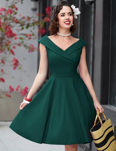 MUXXN Women's 1950s Retro Vintage Sleeveless V Neck Midi Cocktail Swing  Dress, Black, Small : Amazon.ca: Clothing, Shoes & Accessories