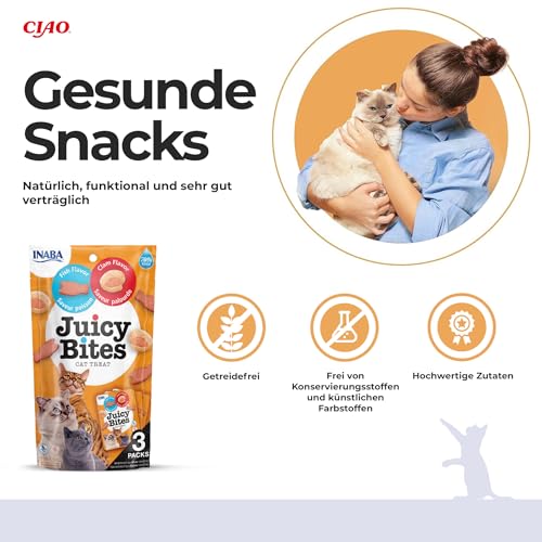 INABA Juicy Bites 98% Hühnerfleich 29% Protein, Reich an Hähnchen und Thunfisch Katzenleckerlis, Getreidefrei, Zuckerfrei, Keine Nebenerzeugnisse, Premium Cat Treats aus Japan