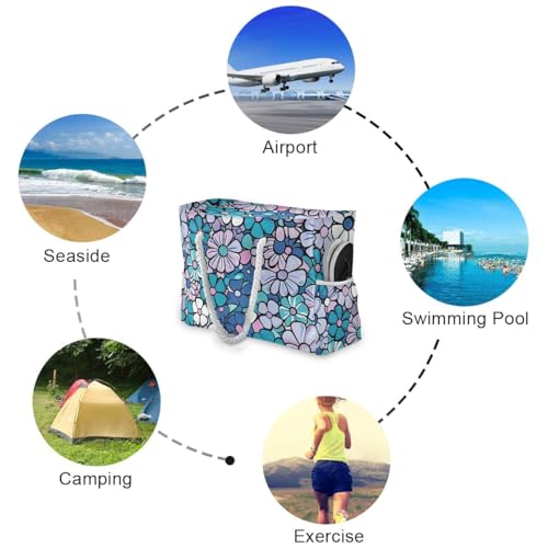 Image of senya Large Beach Bags Totes Swim Canvas Tote Shoulder Bag Water Resistant Bags for Gym Travel Daily