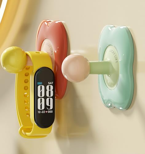 Image of House of Quirk No-Trace Vacuum Suction Cup Hooks, Heavy-Duty Flower Wall Hooks (4 Pack) - Removable & Reusable Hooks for Bathroom, Kitchen, Door Back, Shower (Multicolor)